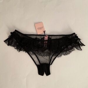 NWT Agent Provocateur Willa Black Ouvert Brief Sz 4 Leavers Lace